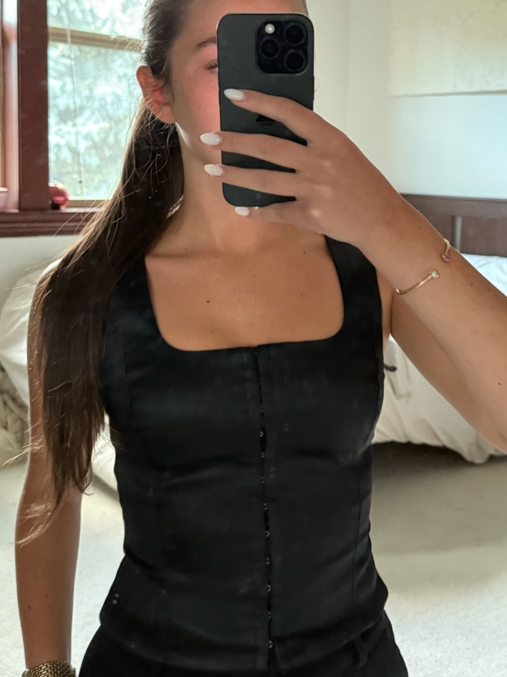 Wilfred Black Lined Top with Branded Neck Label